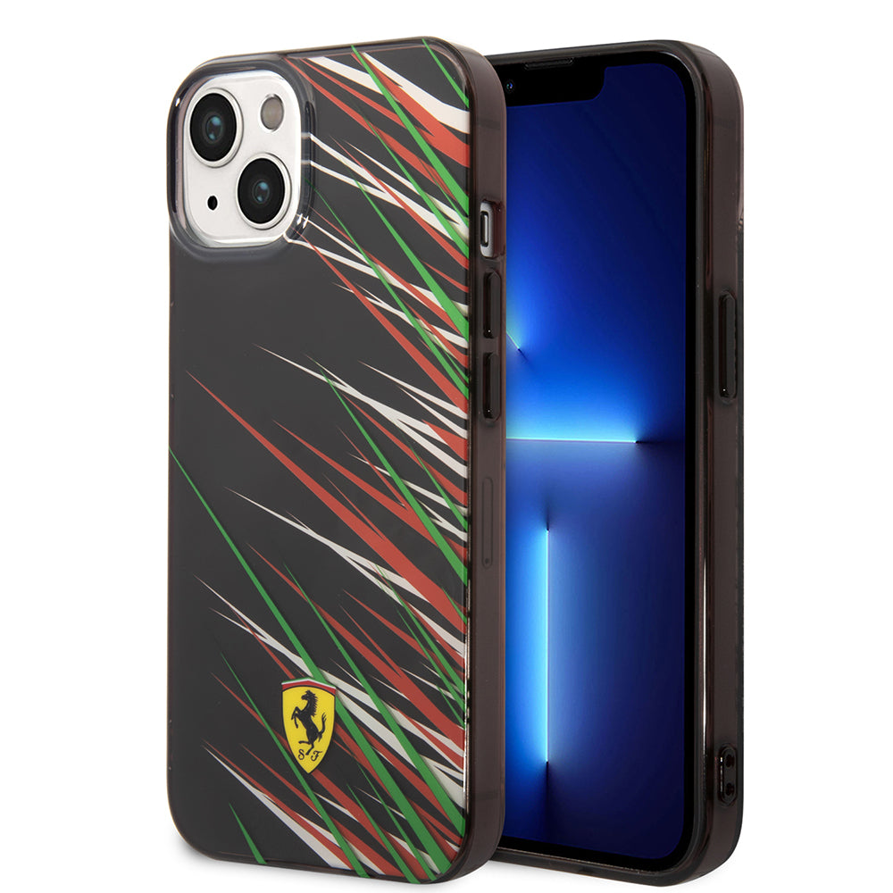 Ferrari iPhone 14 Orjinal Lisanslı Baskı Logolu Çimen Desenli Telefon Kılıfı