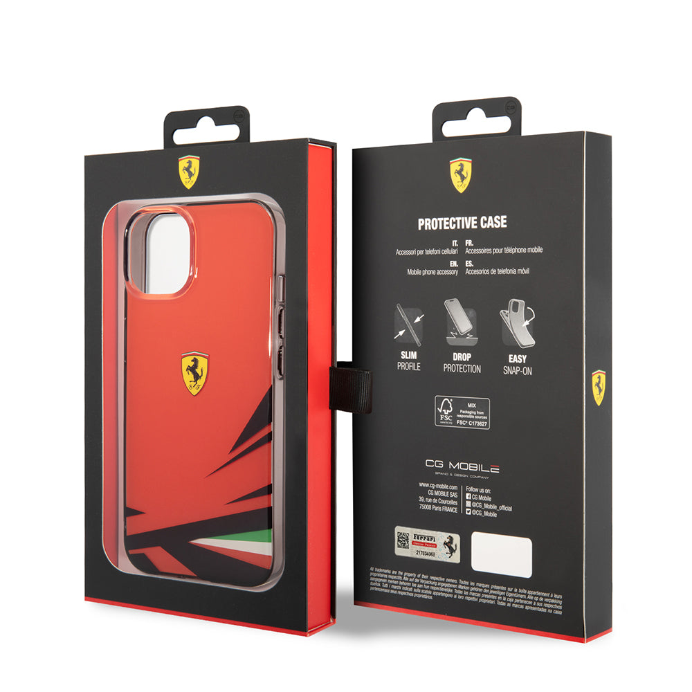 Ferrari iPhone 14 Orjinal Lisanslı Baskı Logolu İtalyan Bayrak Baskılı Dizayn Kılıf