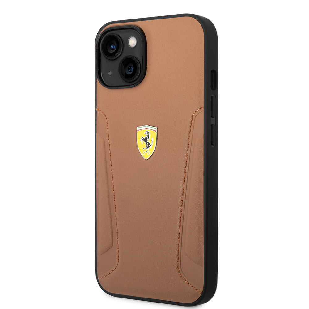Ferrari iPhone 14 Orjinal Lisanslı Deri Kenarları Damgalı Dizayn Kılıf