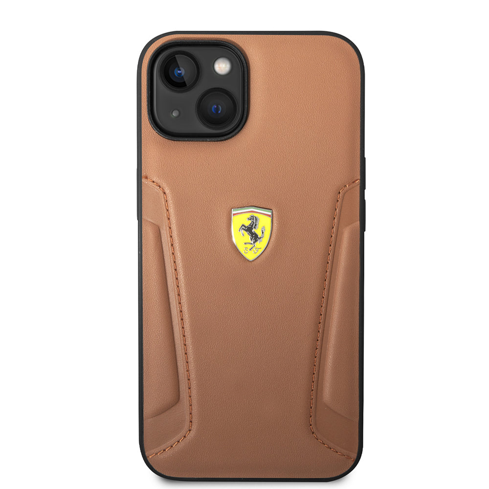 Ferrari iPhone 14 Orjinal Lisanslı Deri Kenarları Damgalı Dizayn Kılıf