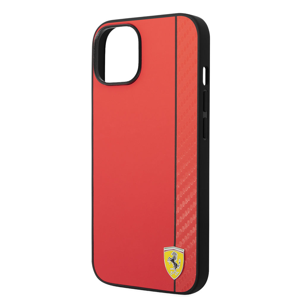 Ferrari iPhone 14 Orjinal Lisanslı M-safe Şarj Özellikli Pu Deri Ve Karbon Şeritli Dizayn Kılıf
