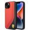 Ferrari iPhone 14 Orjinal Lisanslı Metal Logolu Deri Delikli Dikişli Dizayn Kılıf
