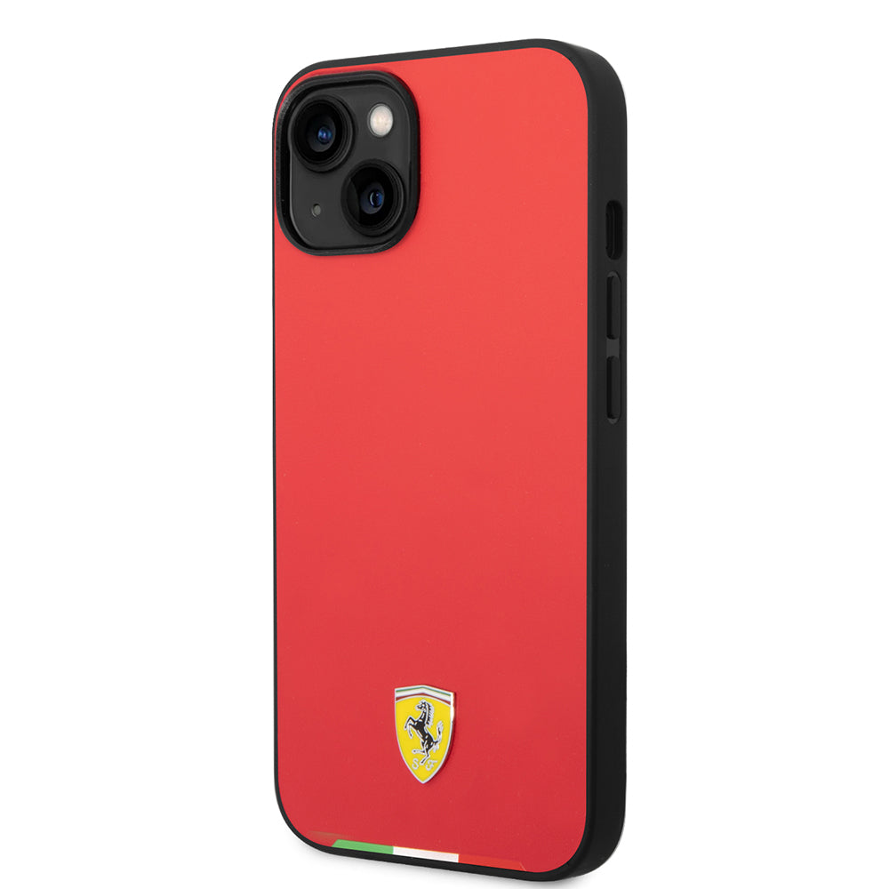 Ferrari iPhone 14 Orjinal Lisanslı PU Deri İtalyan Bayrak Dizayn Kılıf