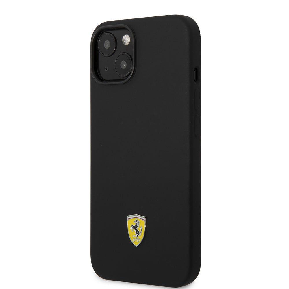 Ferrari iPhone 14 Orjinal Lisanslı Silikon Metal Logo Dizayn Kılıf