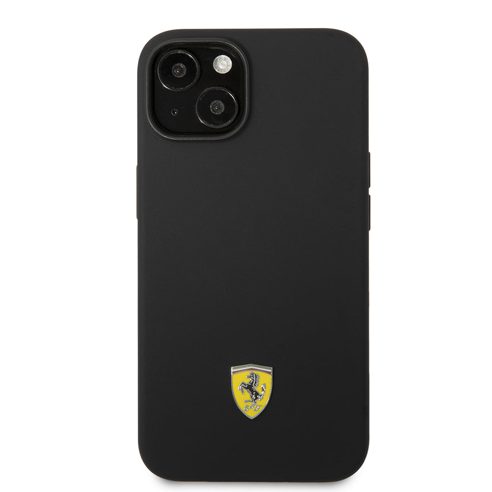 Ferrari iPhone 14 Orjinal Lisanslı Silikon Metal Logo Dizayn Kılıf