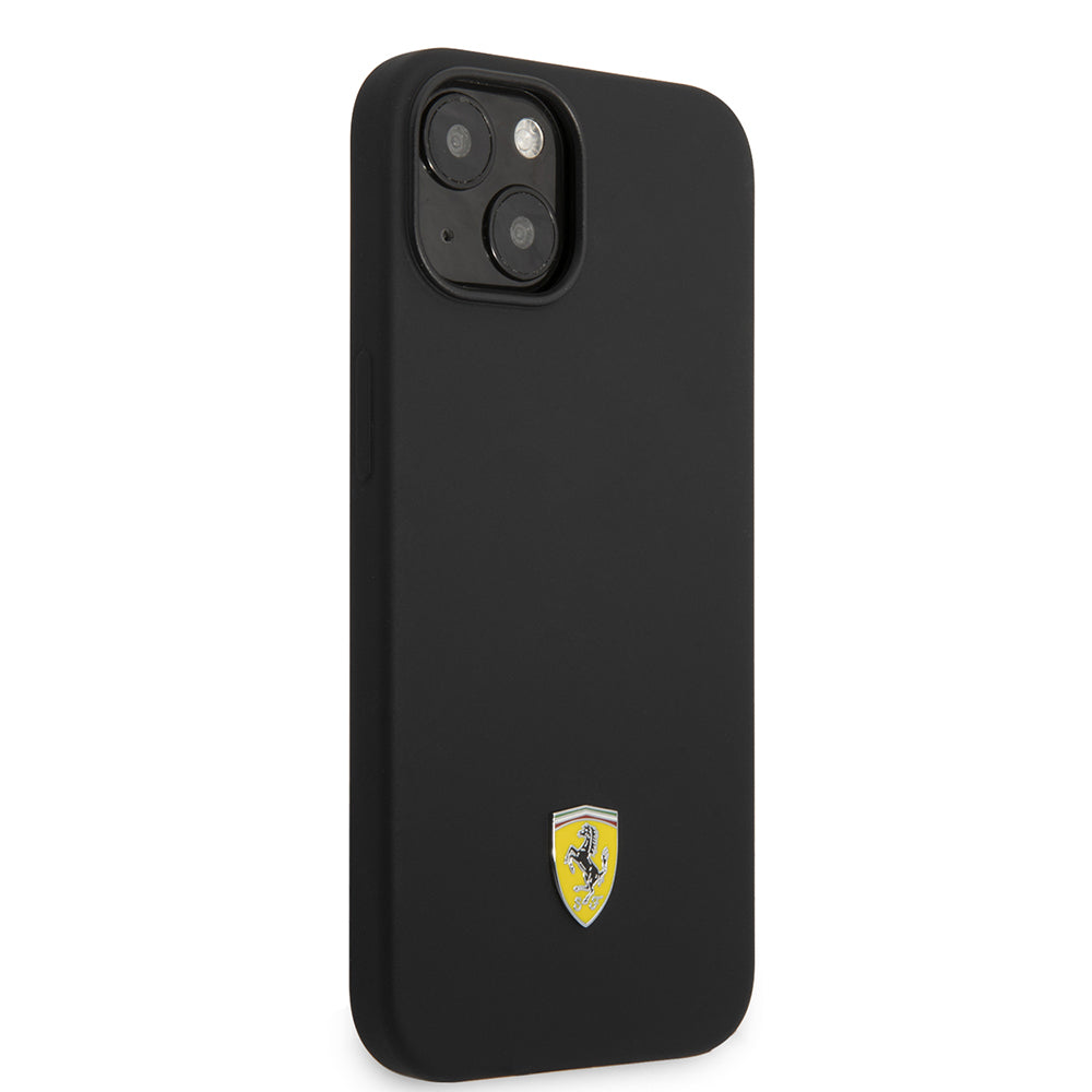 Ferrari iPhone 14 Orjinal Lisanslı Silikon Metal Logo Dizayn Kılıf