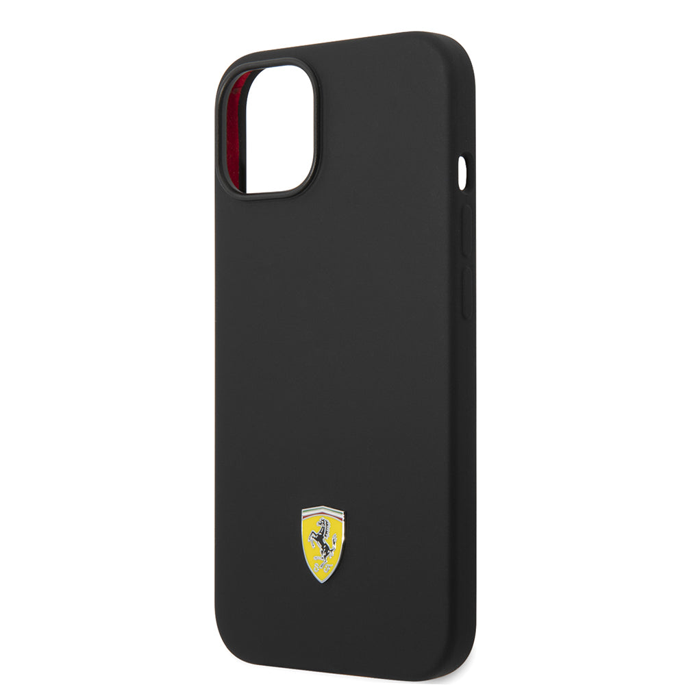 Ferrari iPhone 14 Orjinal Lisanslı Silikon Metal Logo Dizayn Kılıf