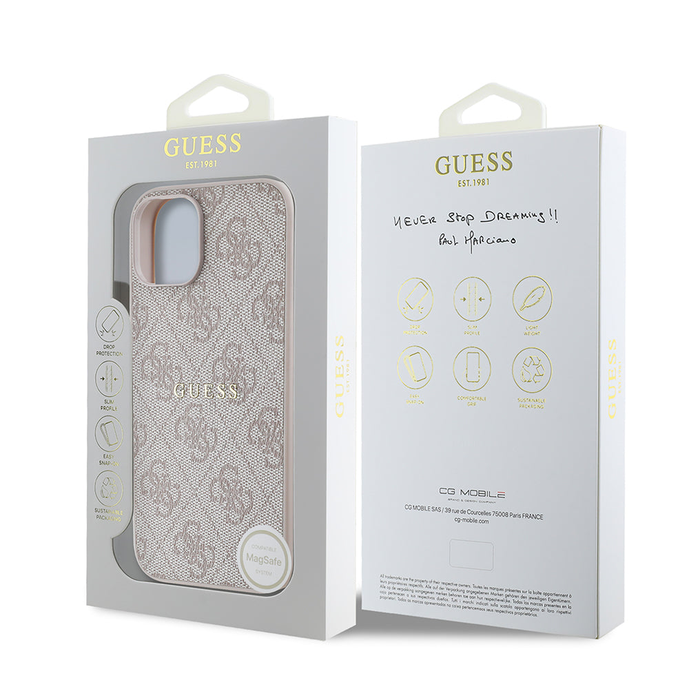 Guess iPhone 14 Orjinal Lisanslı M-safe Şarj Özellikli 4G Desen Yazı Logolu Kılıf