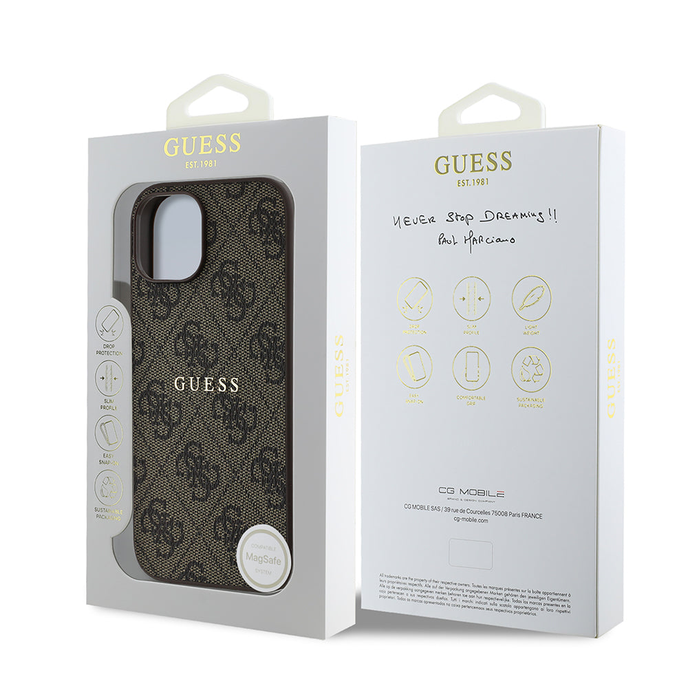 Guess iPhone 14 Orjinal Lisanslı M-safe Şarj Özellikli 4G Desen Yazı Logolu Kılıf