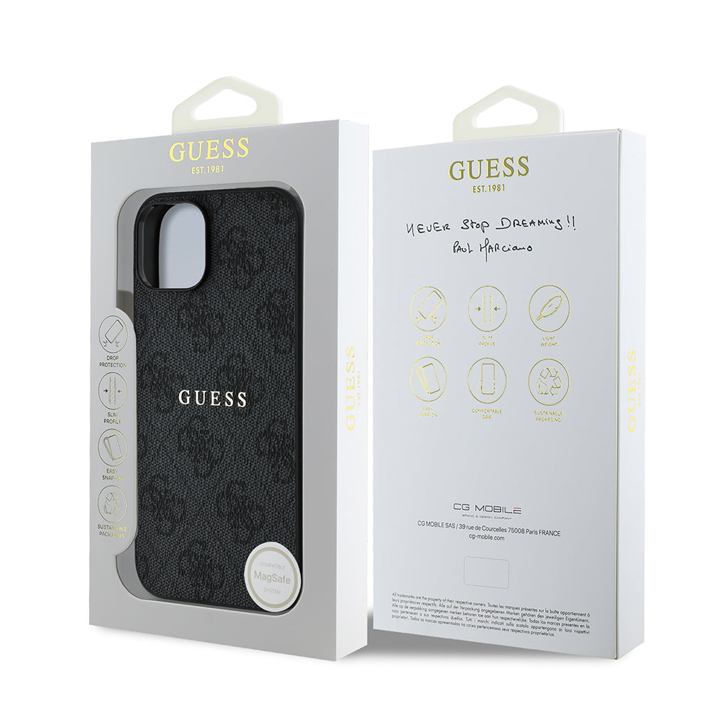 Guess iPhone 14 Orjinal Lisanslı M-safe Şarj Özellikli 4G Desen Yazı Logolu Kılıf