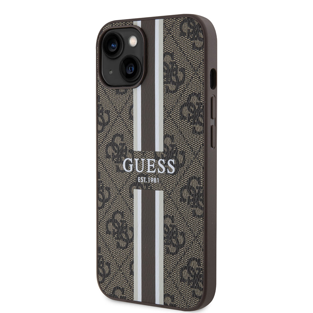 Guess iPhone 14 Orjinal Lisanslı M-safe Şarj Özellikli 4G Şerit Tasarımlı Printed Kılıf