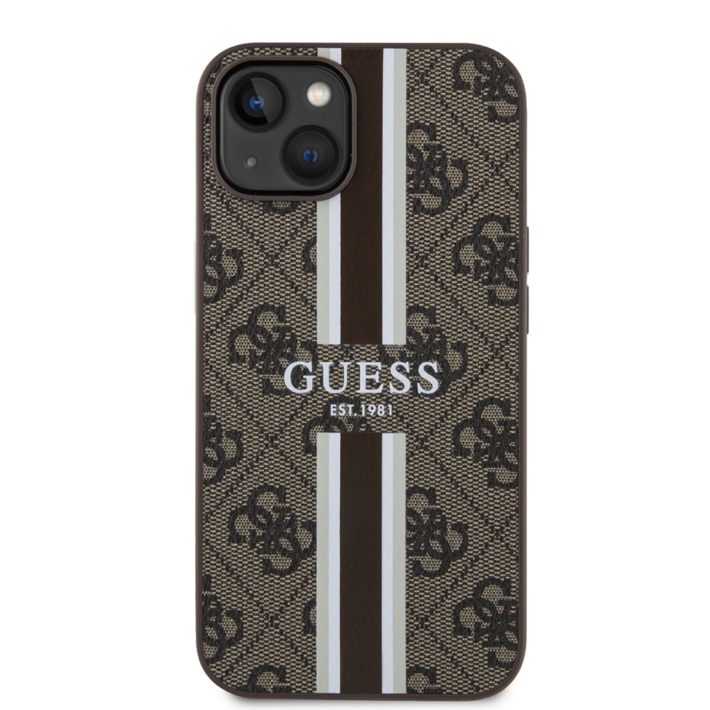Guess iPhone 14 Orjinal Lisanslı M-safe Şarj Özellikli 4G Şerit Tasarımlı Printed Kılıf