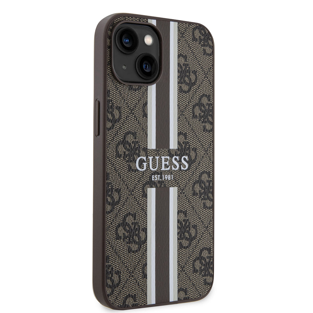Guess iPhone 14 Orjinal Lisanslı M-safe Şarj Özellikli 4G Şerit Tasarımlı Printed Kılıf