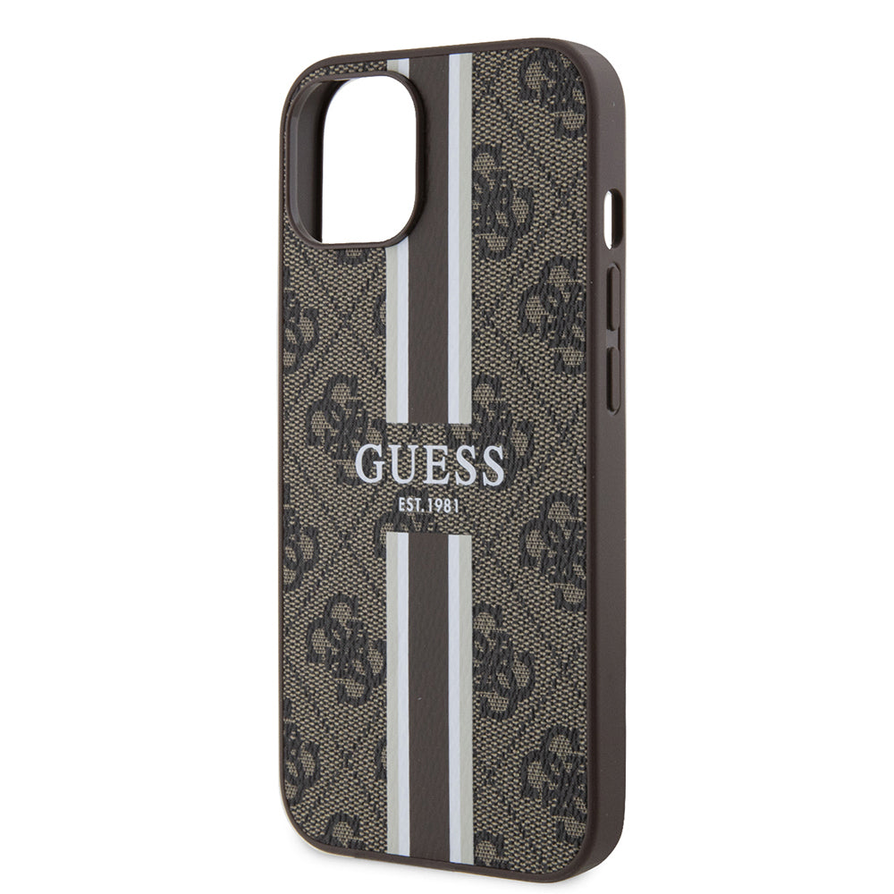 Guess iPhone 14 Orjinal Lisanslı M-safe Şarj Özellikli 4G Şerit Tasarımlı Printed Kılıf