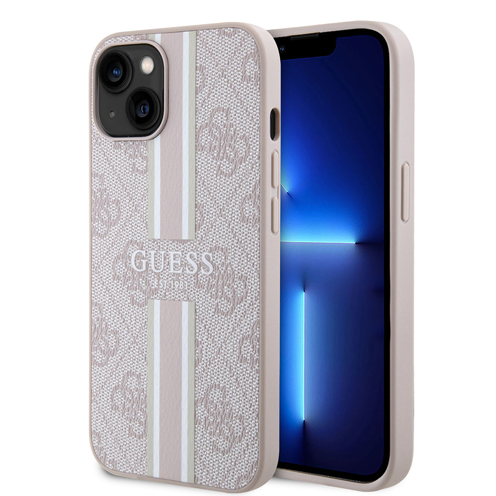 Guess iPhone 14 Orjinal Lisanslı M-safe Şarj Özellikli 4G Şerit Tasarımlı Printed Kılıf