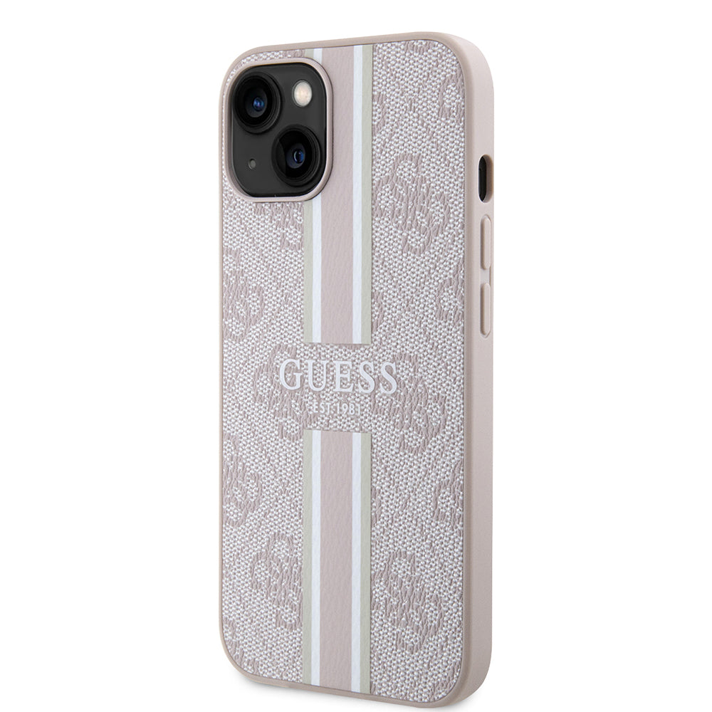 Guess iPhone 14 Orjinal Lisanslı M-safe Şarj Özellikli 4G Şerit Tasarımlı Printed Kılıf