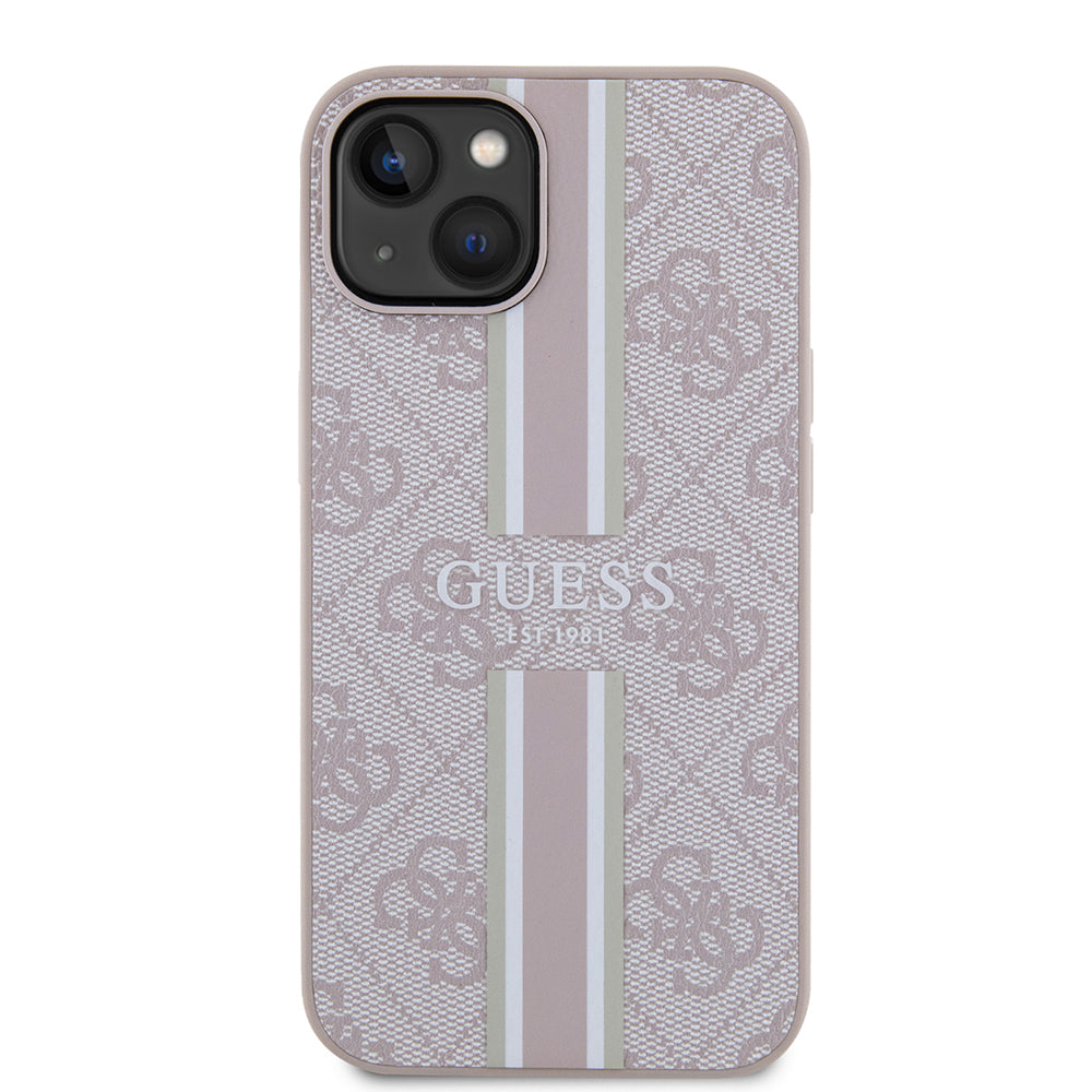 Guess iPhone 14 Orjinal Lisanslı M-safe Şarj Özellikli 4G Şerit Tasarımlı Printed Kılıf