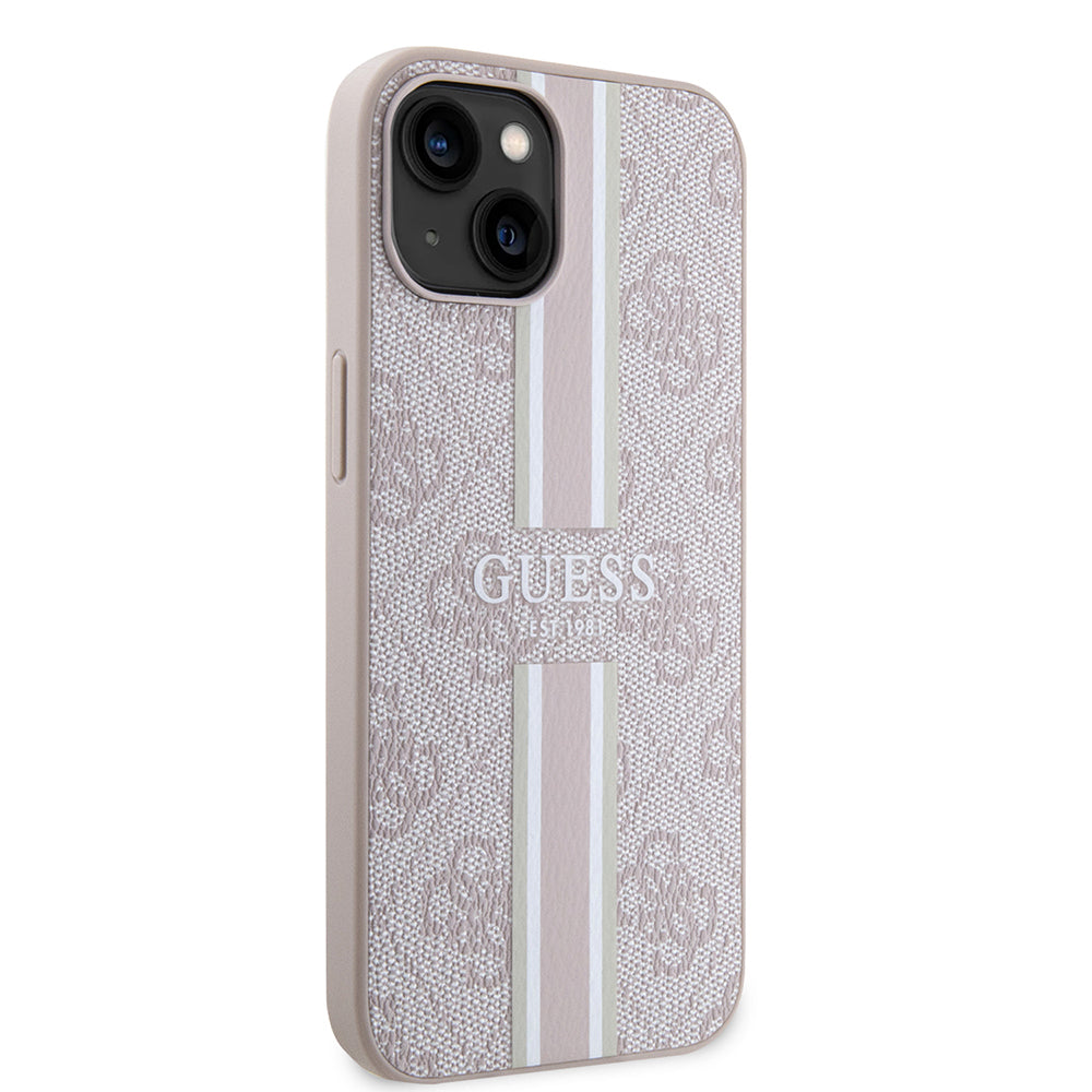 Guess iPhone 14 Orjinal Lisanslı M-safe Şarj Özellikli 4G Şerit Tasarımlı Printed Kılıf
