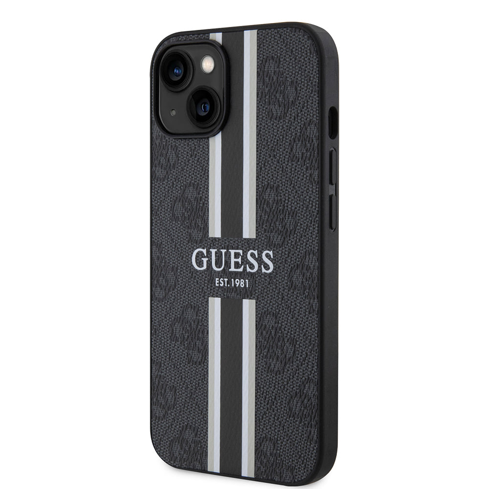 Guess iPhone 14 Orjinal Lisanslı M-safe Şarj Özellikli 4G Şerit Tasarımlı Printed Kılıf