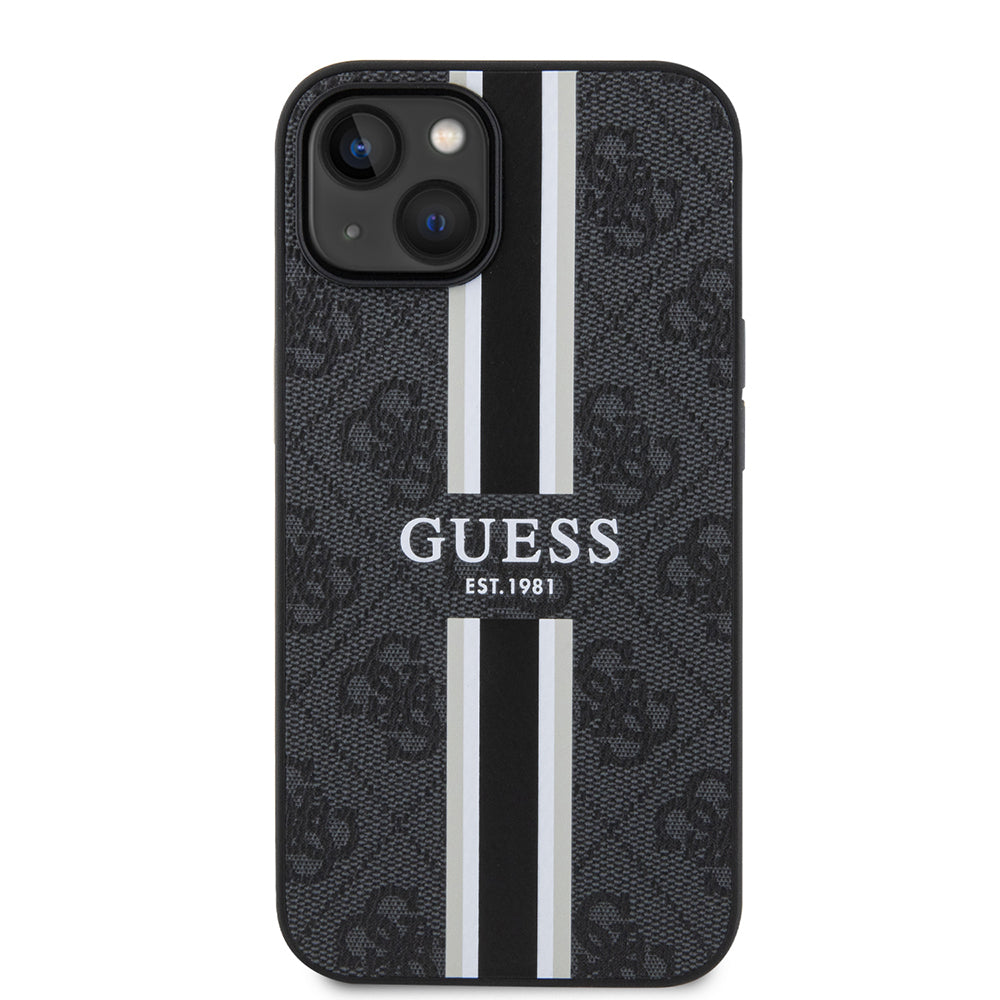 Guess iPhone 14 Orjinal Lisanslı M-safe Şarj Özellikli 4G Şerit Tasarımlı Printed Kılıf