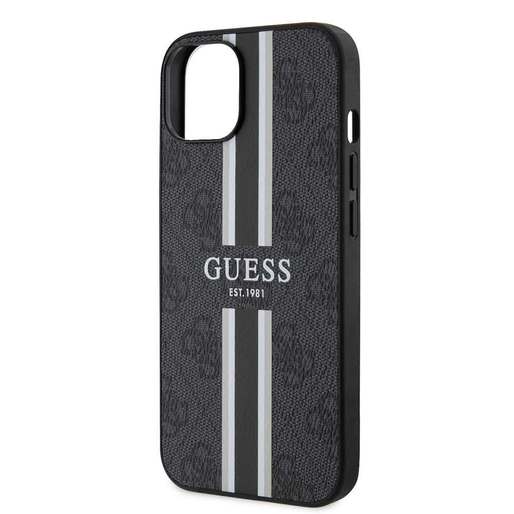 Guess iPhone 14 Orjinal Lisanslı M-safe Şarj Özellikli 4G Şerit Tasarımlı Printed Kılıf