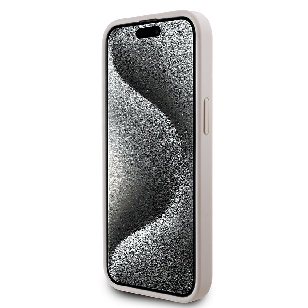 Guess iPhone 14 Orjinal Lisanslı M-safe Şarj Özellikli PU Üçgen Logo 4G Desenli Kılıf