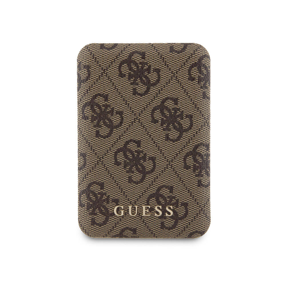 Guess iPhone 14 Orjinal Lisanslı Magsafe Şarj Özellikli Yazı Logolu 4G Desenli Kapak + Powerbank 5000mAh 2in1 Set