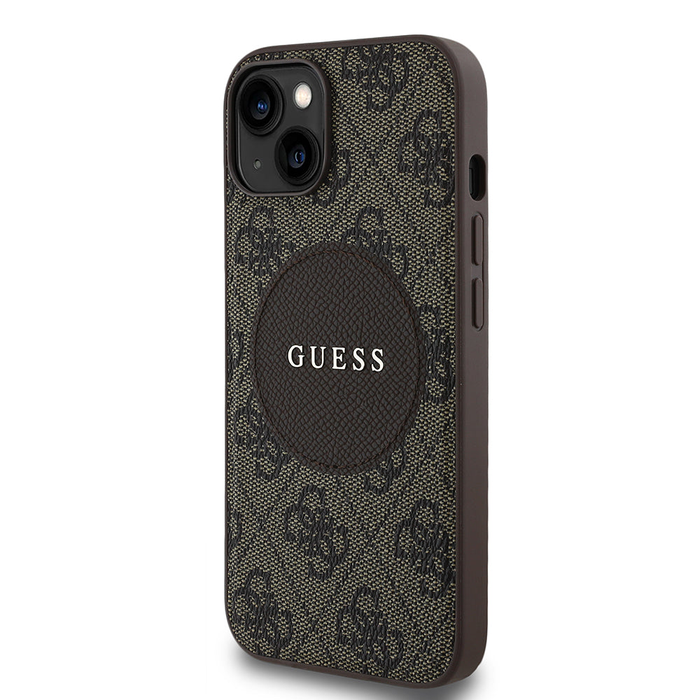 Guess iPhone 14 Orjinal Lisanslı M-safe Şarj Özellikli Yazı Logolu Circle Classic Kılıf