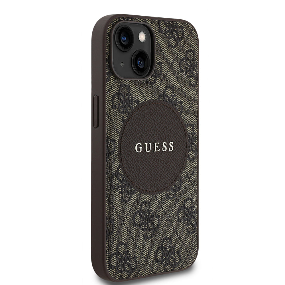 Guess iPhone 14 Orjinal Lisanslı M-safe Şarj Özellikli Yazı Logolu Circle Classic Kılıf