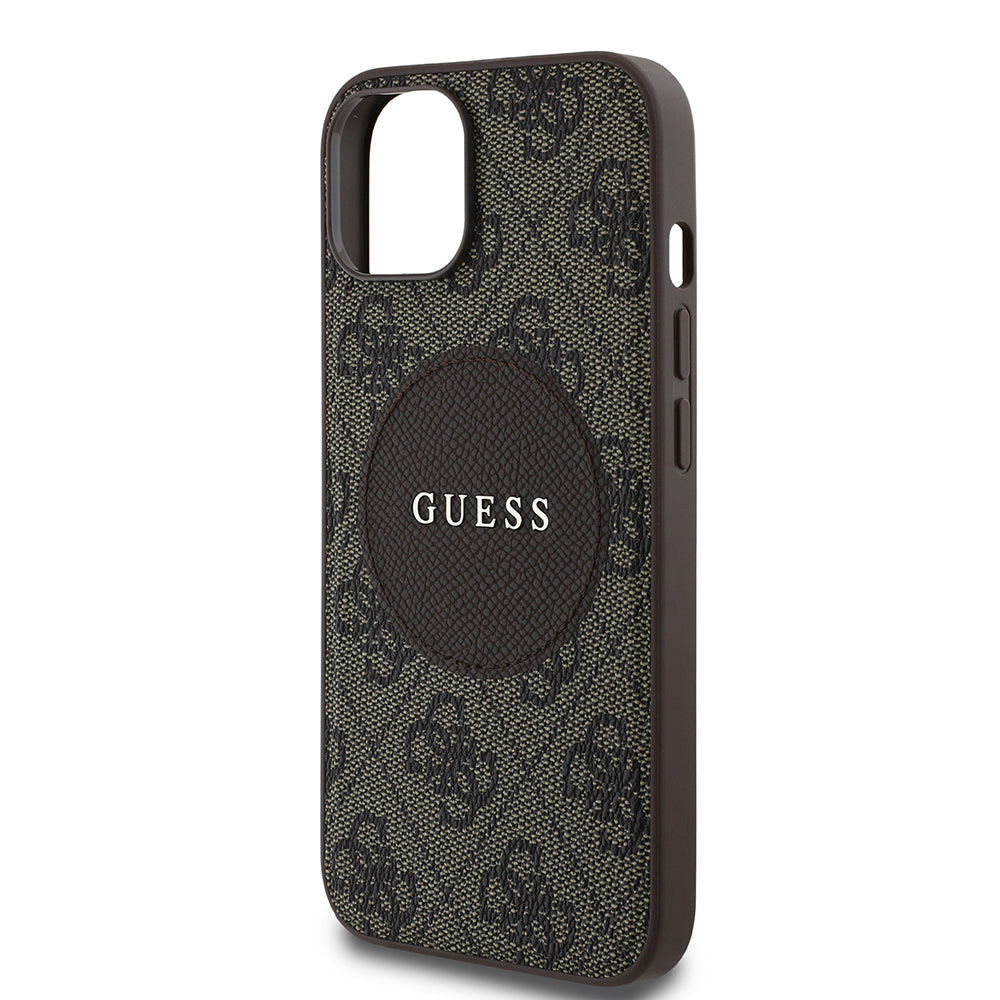 Guess iPhone 14 Orjinal Lisanslı M-safe Şarj Özellikli Yazı Logolu Circle Classic Kılıf