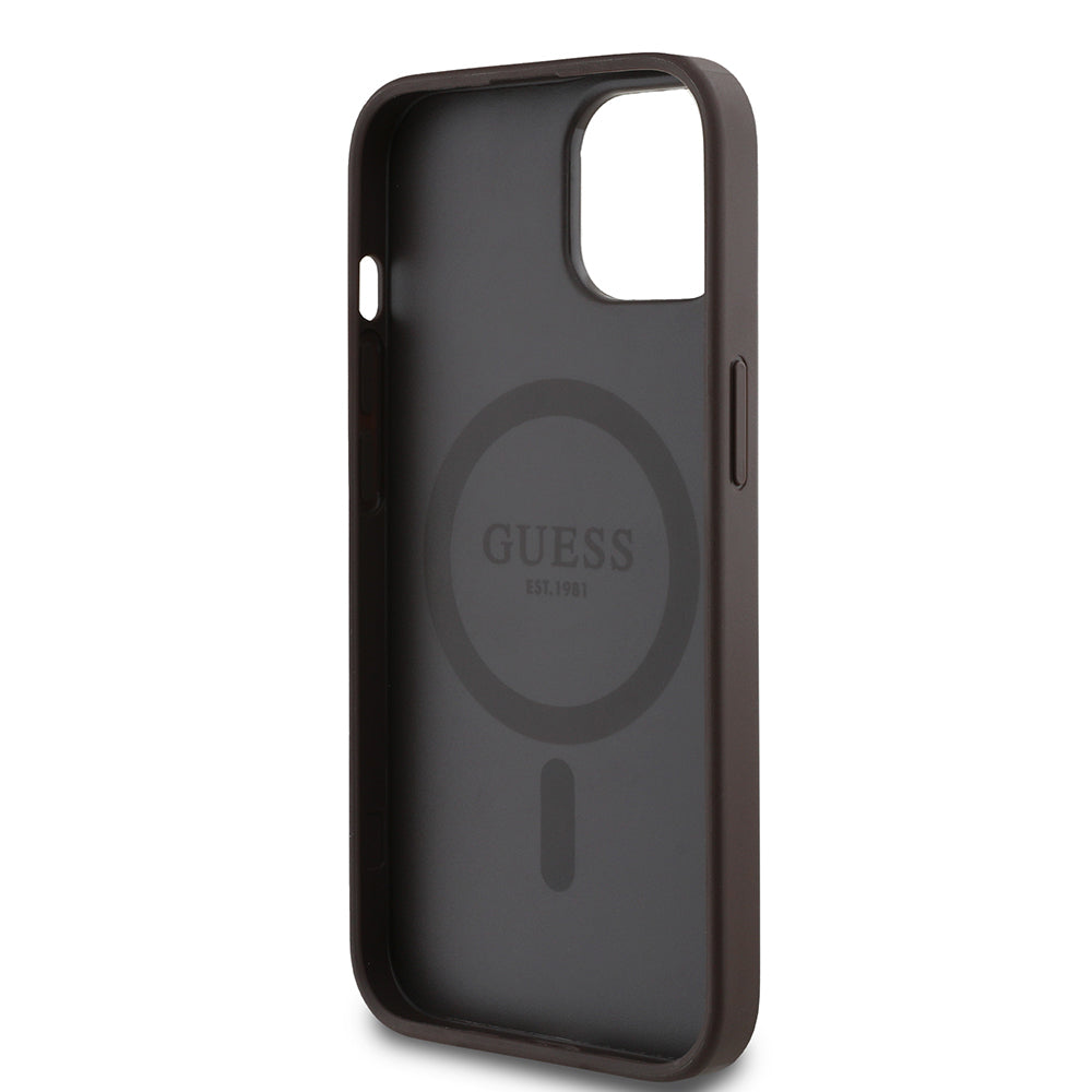 Guess iPhone 14 Orjinal Lisanslı M-safe Şarj Özellikli Yazı Logolu Circle Classic Kılıf