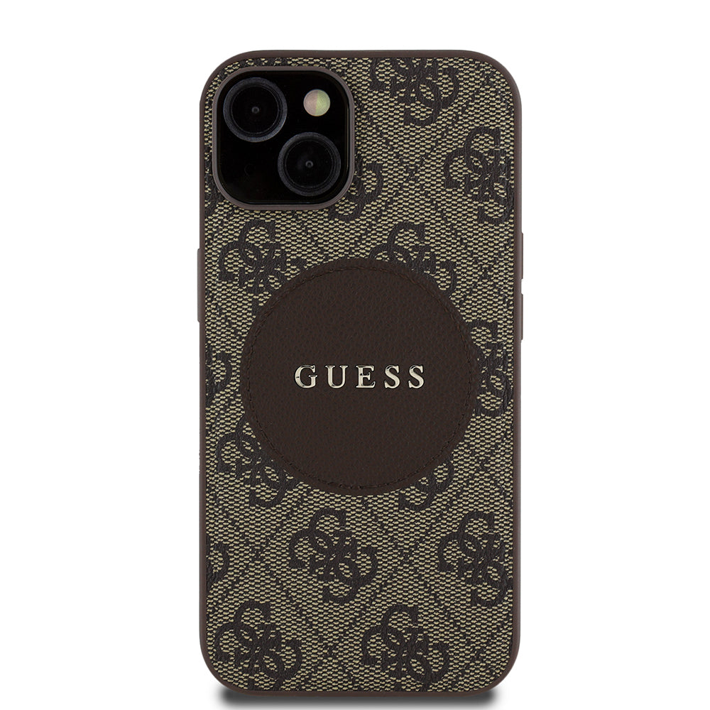 Guess iPhone 14 Orjinal Lisanslı M-safe Şarj Özellikli Yazı Logolu Circle Classic Kılıf