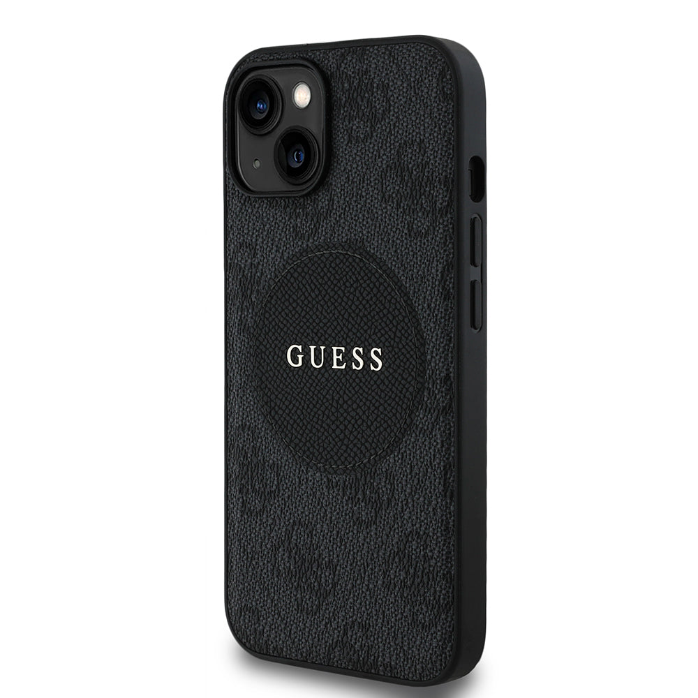 Guess iPhone 14 Orjinal Lisanslı M-safe Şarj Özellikli Yazı Logolu Circle Classic Kılıf