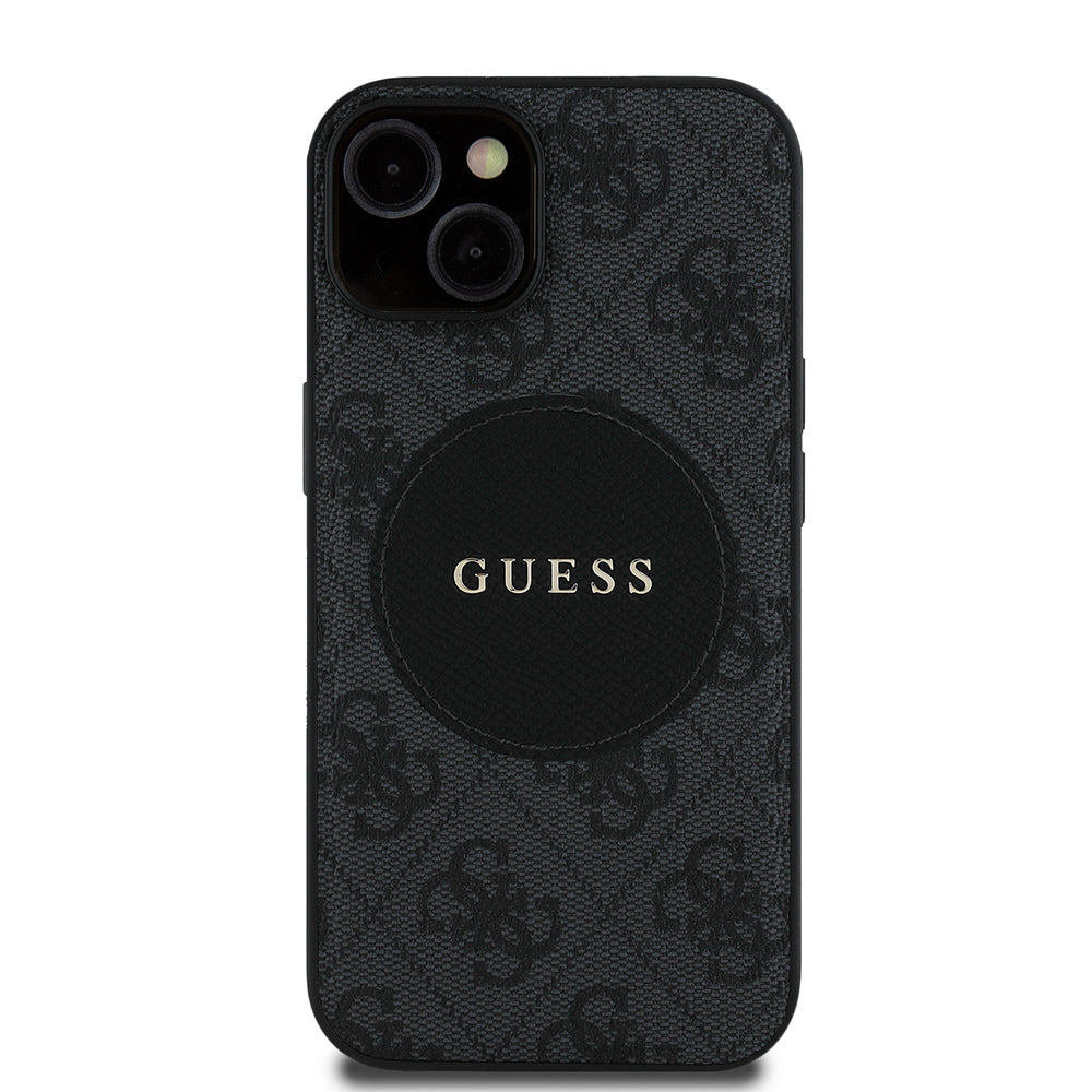 Guess iPhone 14 Orjinal Lisanslı M-safe Şarj Özellikli Yazı Logolu Circle Classic Kılıf