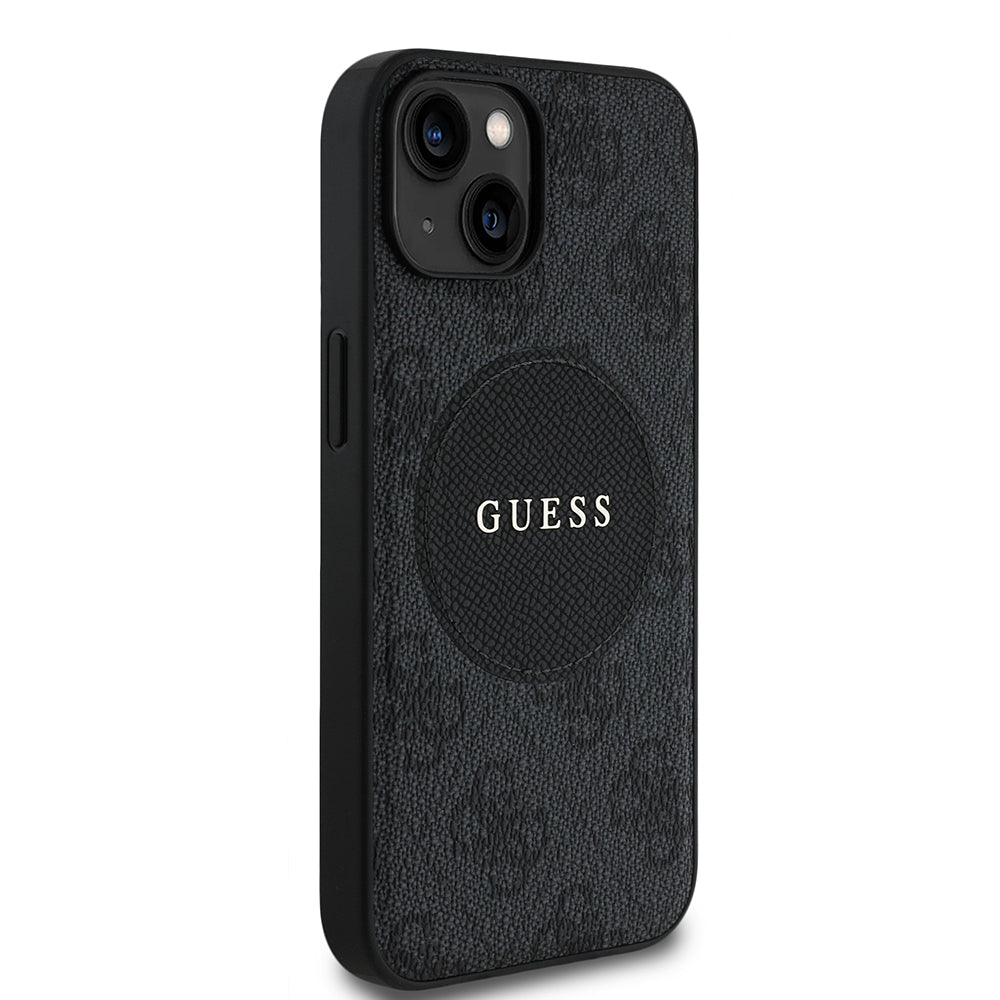 Guess iPhone 14 Orjinal Lisanslı M-safe Şarj Özellikli Yazı Logolu Circle Classic Kılıf