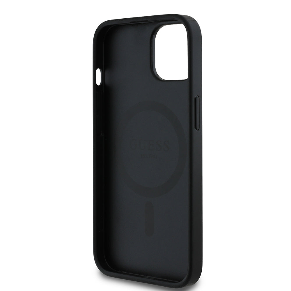 Guess iPhone 14 Orjinal Lisanslı M-safe Şarj Özellikli Yazı Logolu Circle Classic Kılıf