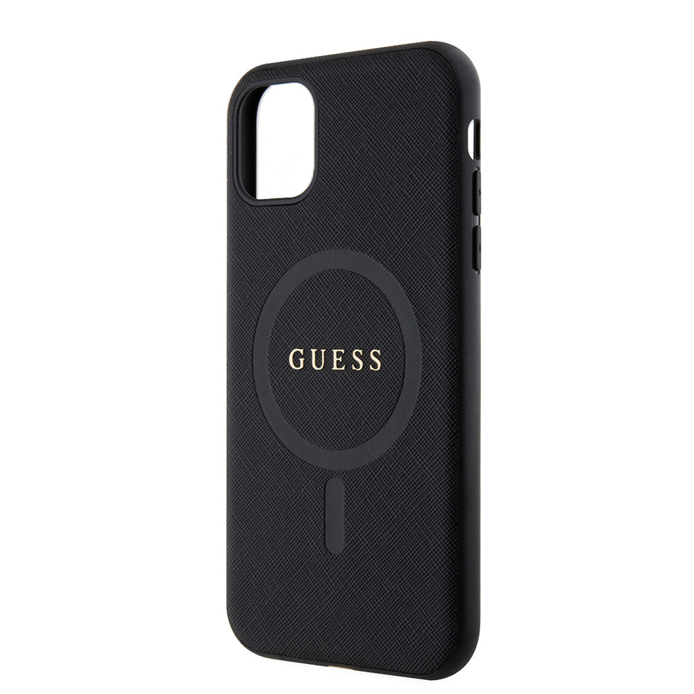 Guess iPhone 14 Orjinal Lisanslı M-safe Şarj Özellikli Yazı Logolu Saffiano Classic Kılıf