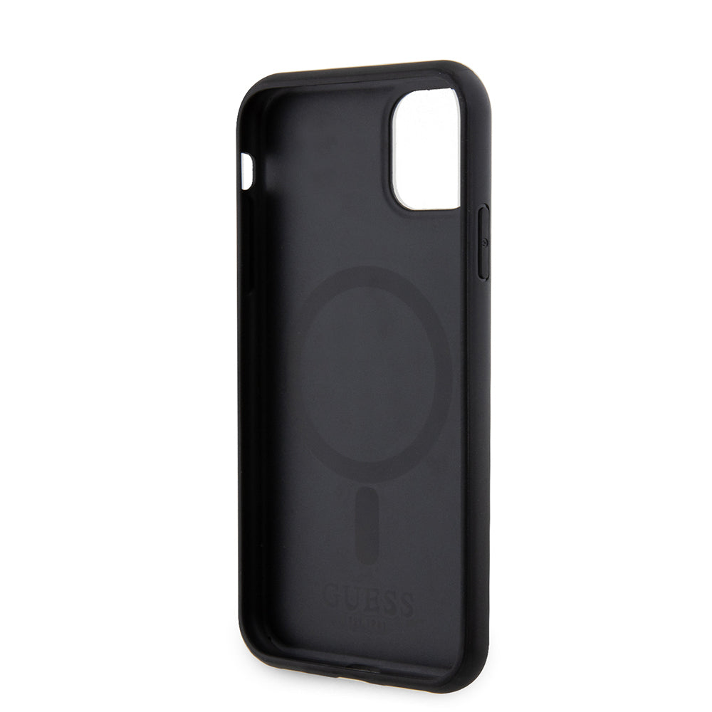 Guess iPhone 14 Orjinal Lisanslı M-safe Şarj Özellikli Yazı Logolu Saffiano Classic Kılıf