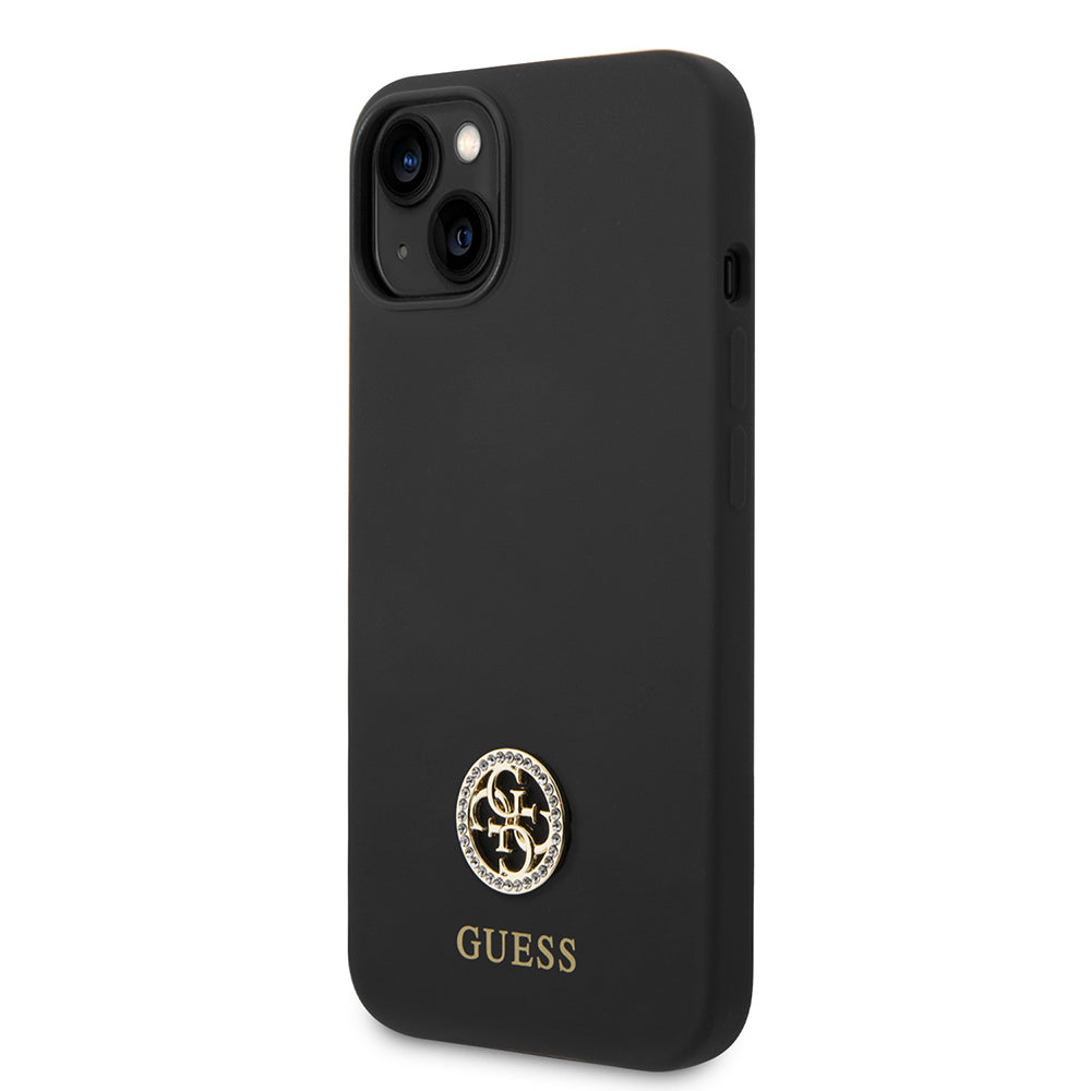 Guess iPhone 14 Orjinal Lisanslı Yazı ve Taşlı 4G Logolu Silikon Kılıf