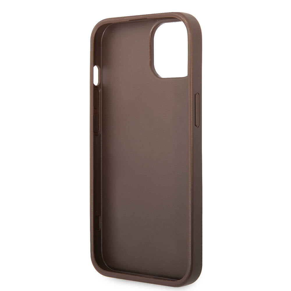 Guess iPhone 14 PU Deri Büyük Metal Logo Dizaynlı Telefon Kılıfı