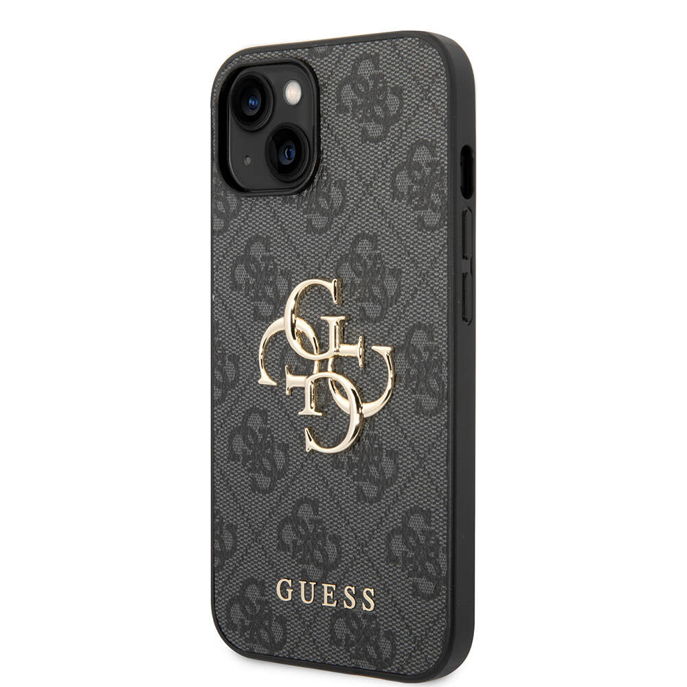 Guess iPhone 14 PU Deri Büyük Metal Logo Dizaynlı Telefon Kılıfı