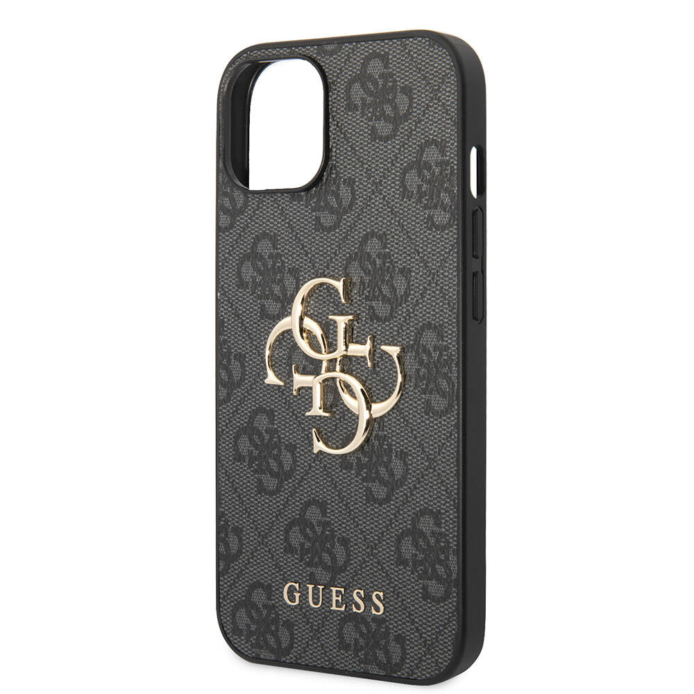 Guess iPhone 14 PU Deri Büyük Metal Logo Dizaynlı Telefon Kılıfı
