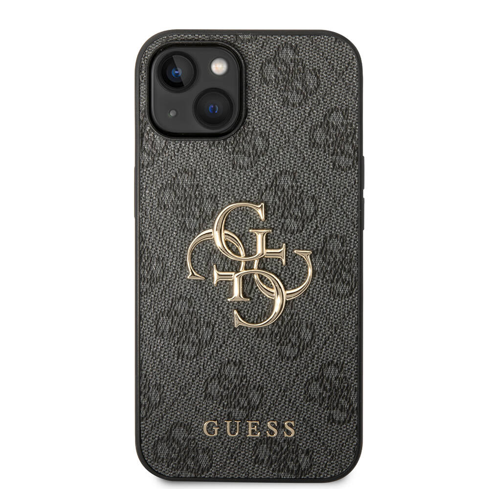 Guess iPhone 14 PU Deri Büyük Metal Logo Dizaynlı Telefon Kılıfı