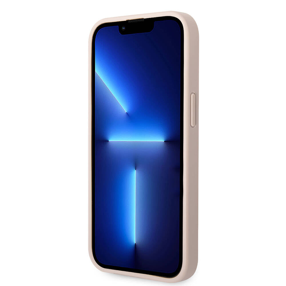 Guess iPhone 14 PU Deri Büyük Metal Logo Dizaynlı Telefon Kılıfı