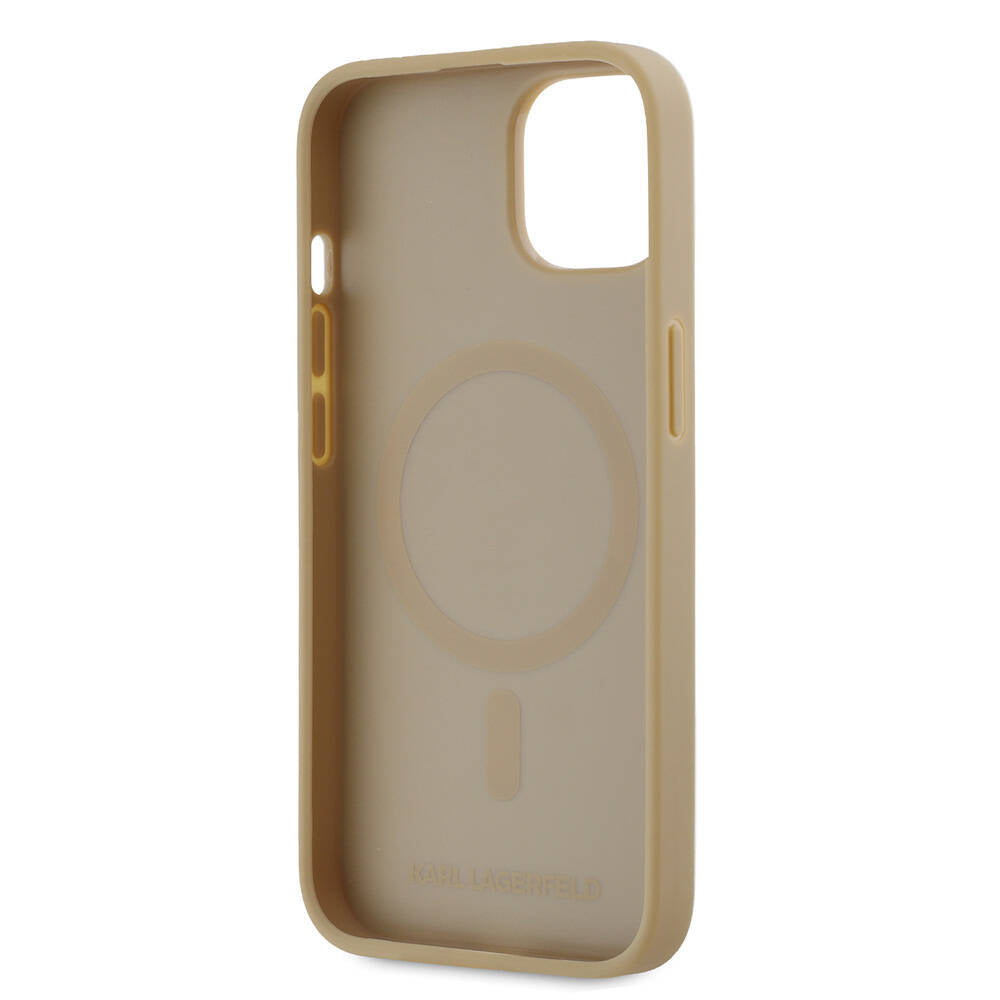 Karl Lagerfeld iPhone 14 Orjinal Lisanslı M-safe Şarj Özellikli KL Yazılı Hot Stamp Kılıf