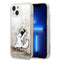 Karl Lagerfeld iPhone 14 Kılıf Sıvılı Simli Choupette Dizayn Telefon Kılıfı