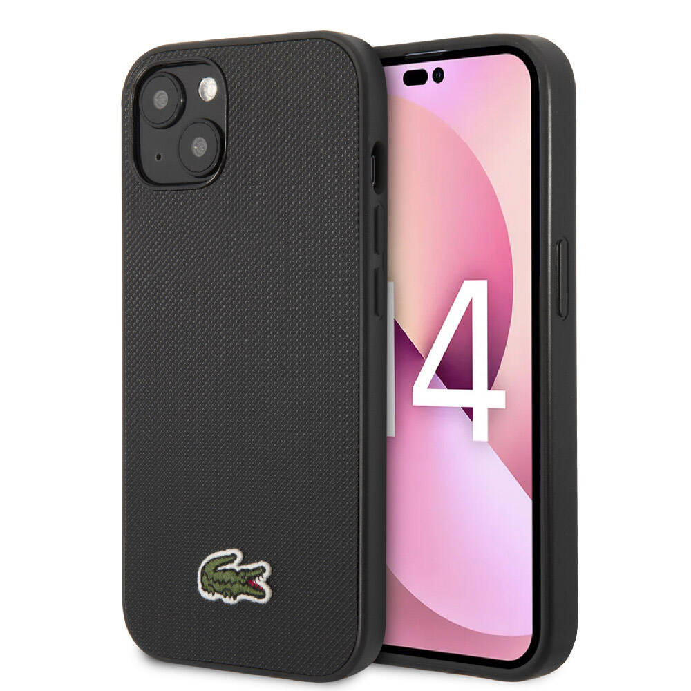 Lacoste iPhone 14 Orjinal Lisanslı PU Pike Desenli Arka Yüzey İkonik Timsah Dokuma Logolu Telefon Kılıfı - 1