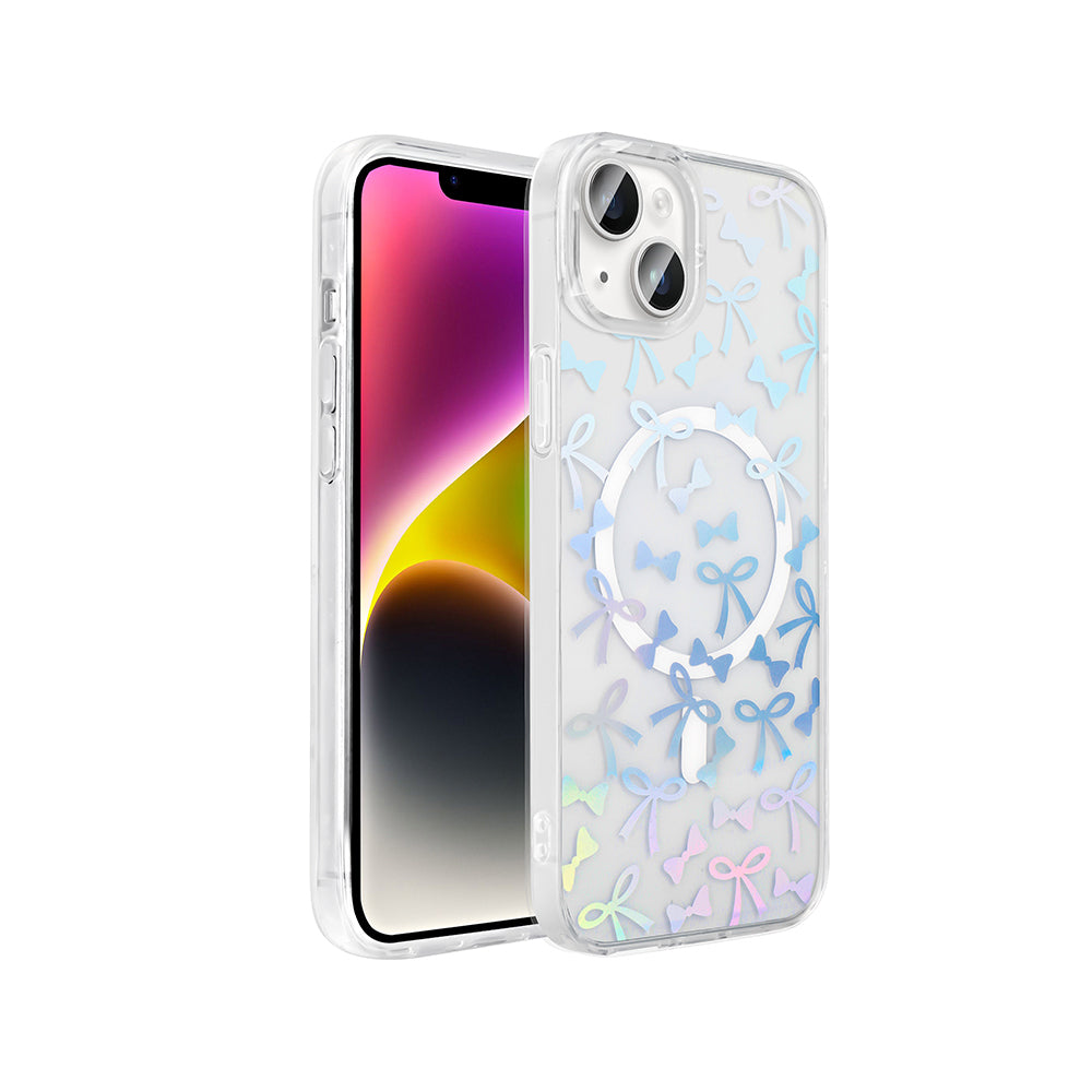 Cepax iPhone 14 M-Safe Şarj Özellikli Şeffaf Folk Sert Kılıf