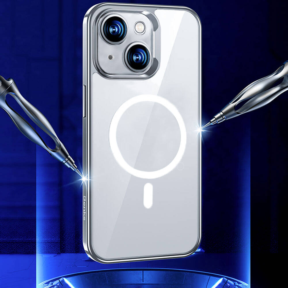 Benks Electroplated iPhone 14 M-safe Şarj Özellikli Cam Yüzey Telefon Kılıfı