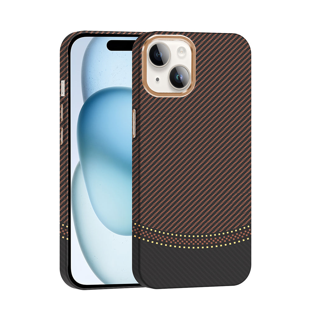 Cepax iPhone 14 M-safe Şarj Özellikli Karbon Fiber Görünümlü Gros Kılıf